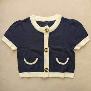 NWT GAP Lady Sweater Cardigan Navy Cream - 5T